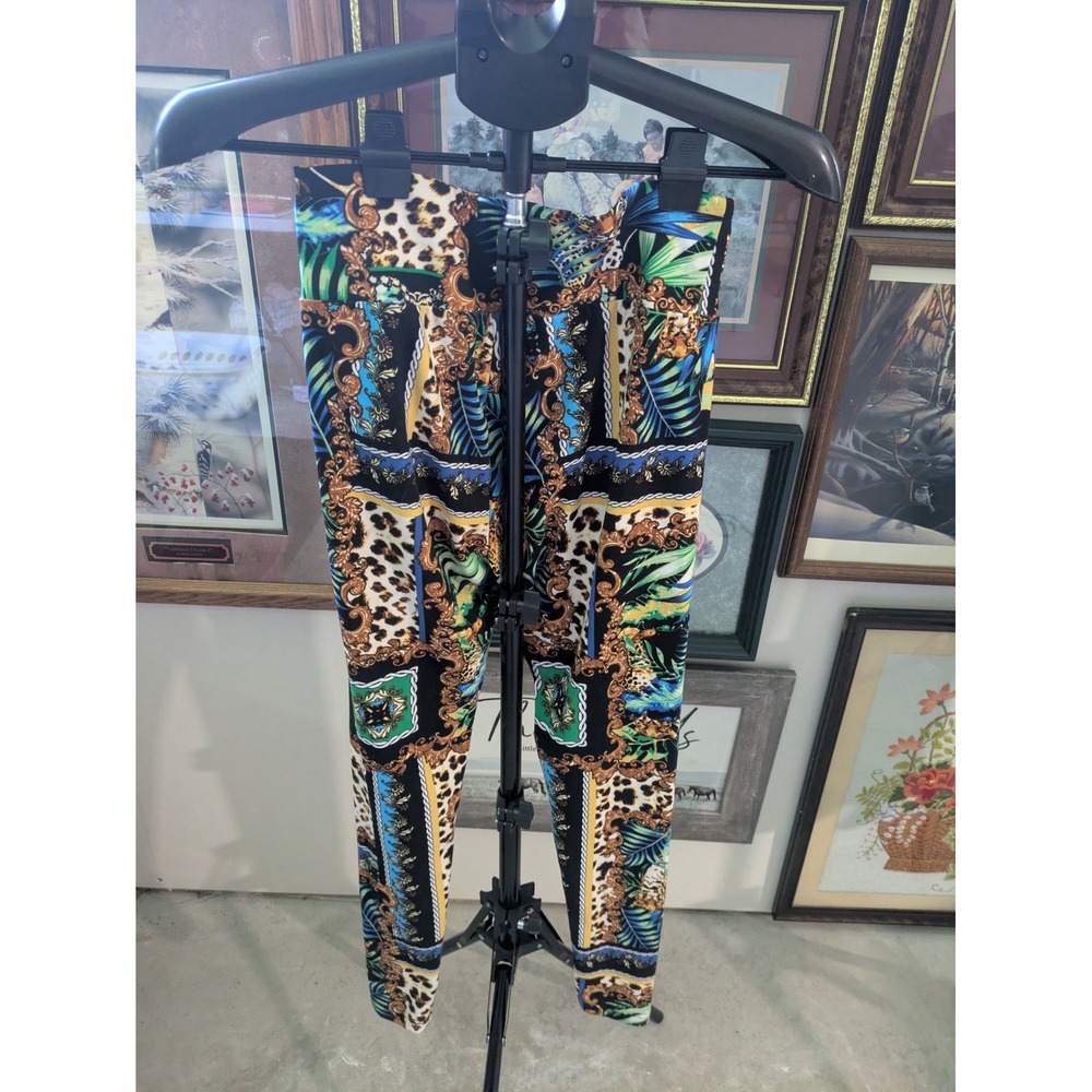 No Boundaries Womens Mixed Print Leggings Leopard Tropical Baroque Multi Color M - Picture 2 of 5